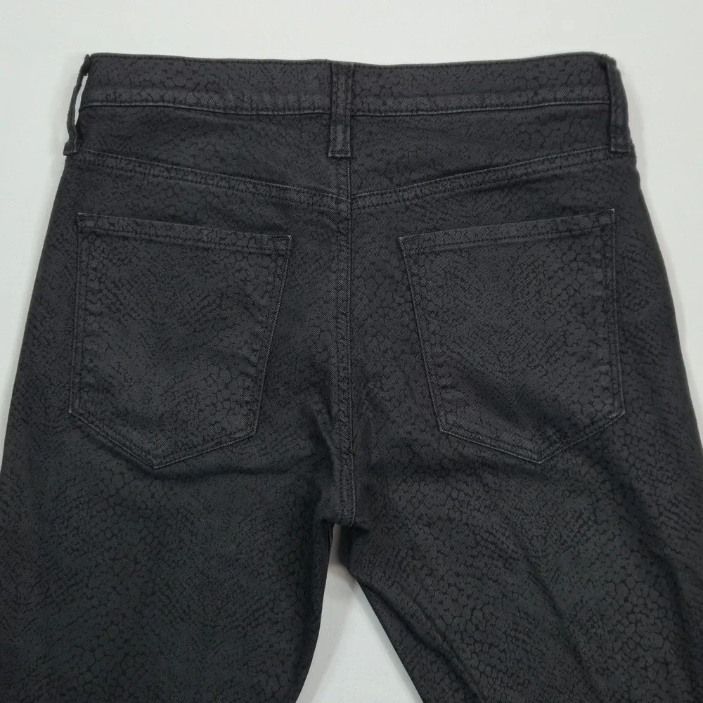 Banana Republic Premium Denim Womens 27L Mid-Rise Skinny Jeans Black Snake Print
